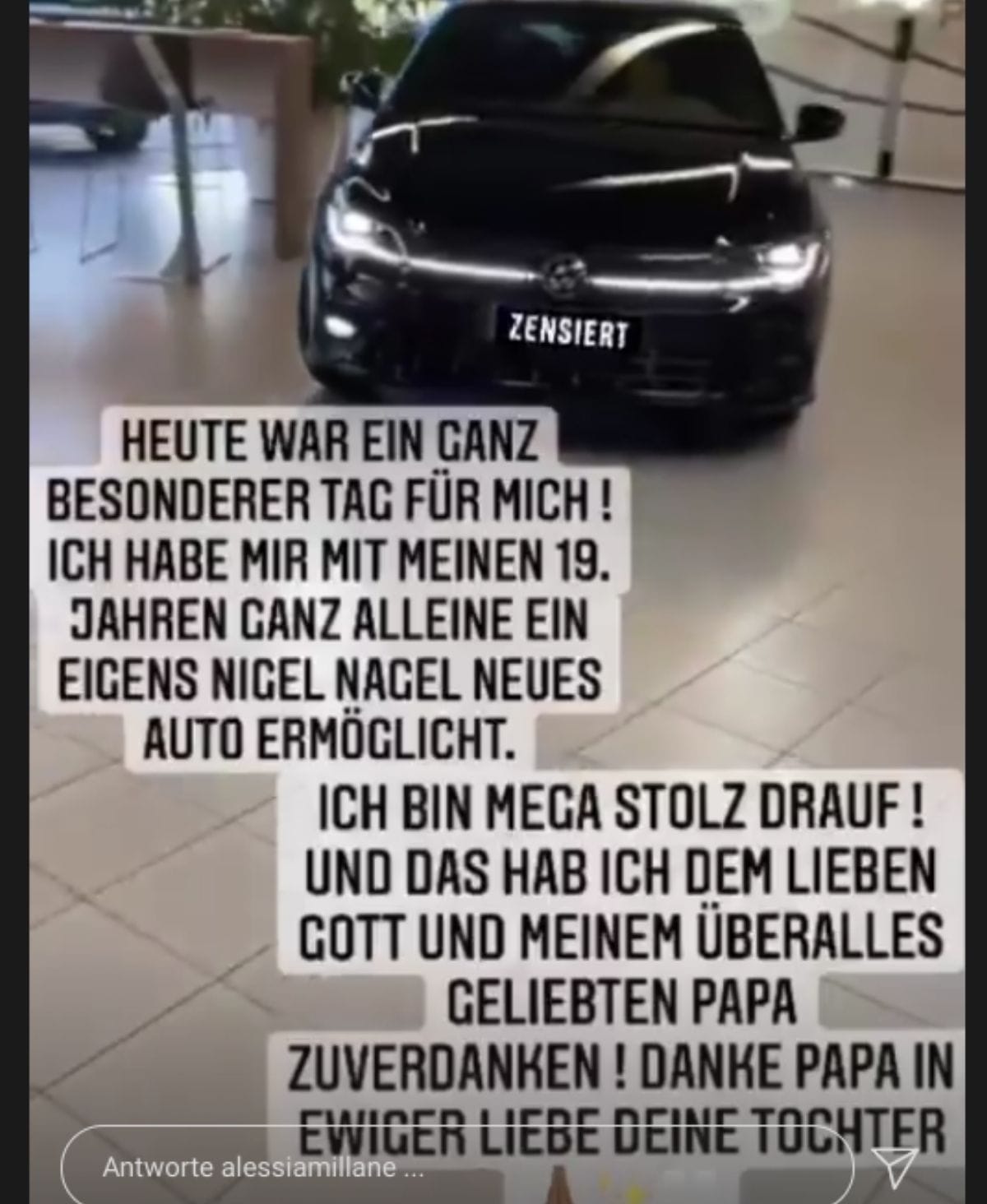 Alessia Herren gönnt sich "dank ihres Papas" ein eigenes Auto