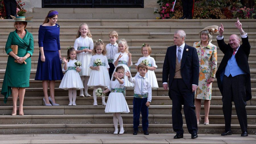 Im Oktober 2018 feierte George Brooksbank (ganz rechts) noch überglücklich die Hochzeit seines Sohnes, Jack Brooksbank, mit Prinzessin Eugenie in der St George's Kapelle von Schloss Windsor. (ili/spot)