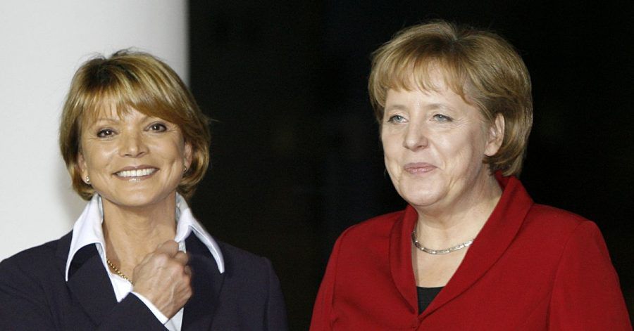 Uschi Glas und Bundeskanzlerin Angela Merkel 2008 in Berlin.