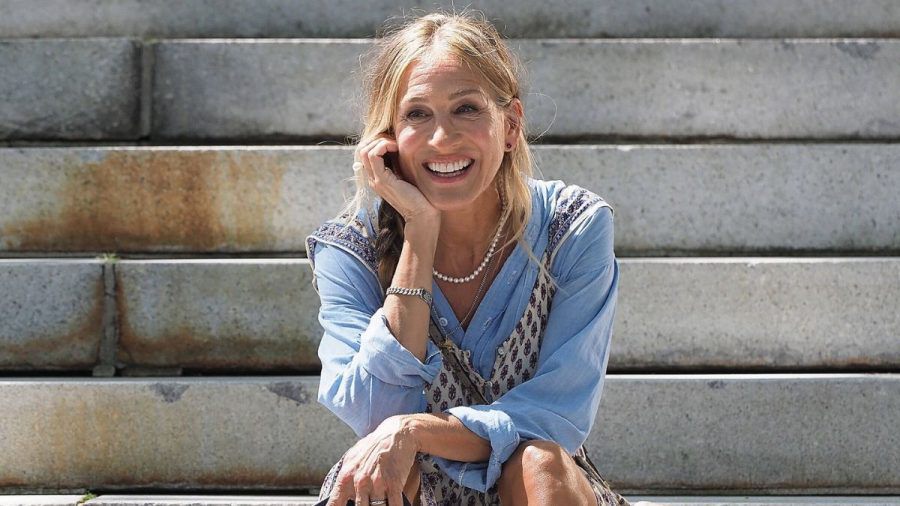 Sarah Jessica Parker während einer Dreh-Pause