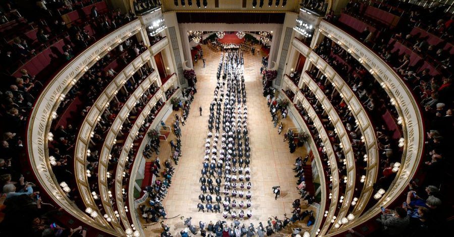 Debütantenpaare während der Generalprobe für den Opernball 2020 in der Wiener Staatsoper.