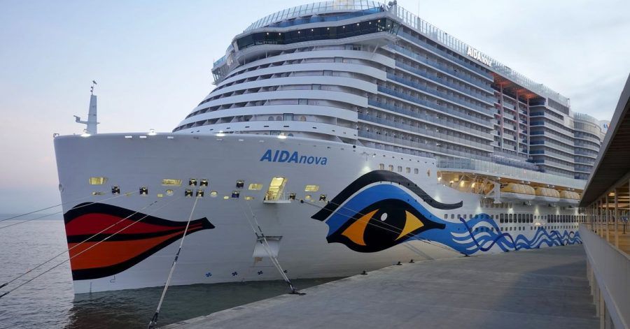 Die «Aida Nova» im Kreuzfahrtterminal am Hafen von Lissabon.