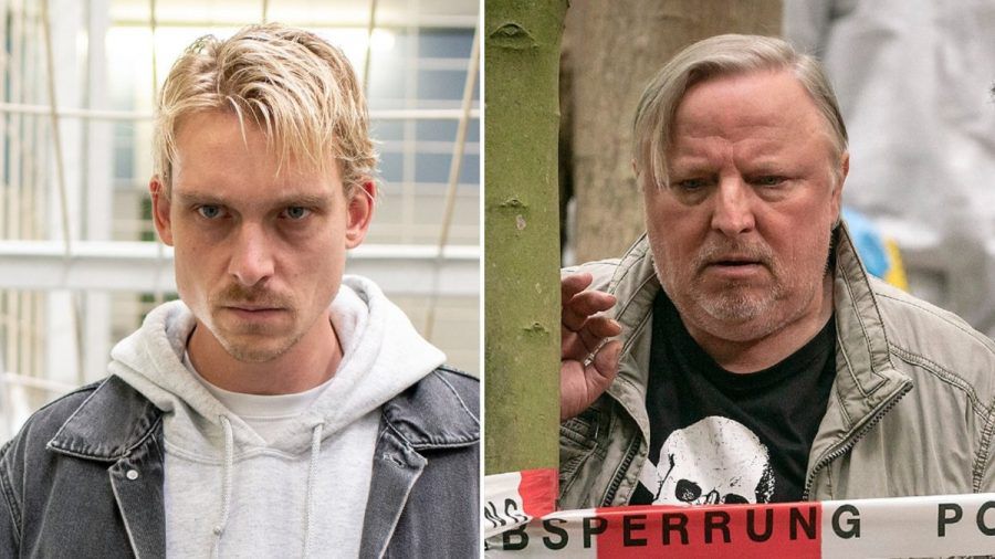 Kommissare unter Mordverdacht: Adam Schürk (Daniel Sträßer) in "Tatort: Das Herz der Schlange" (Saarbrücken, l.) und Frank Thiel (Axel Prahl) in "Tatort: Des Teufels langer Atem" (Münster). (ili/spot)