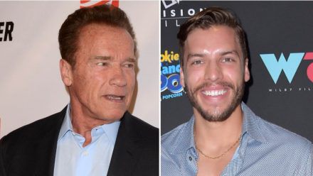 Unverkennbar Vater und Sohn: Arnold Schwarzenegger und Joseph Baena. (stk/spot)