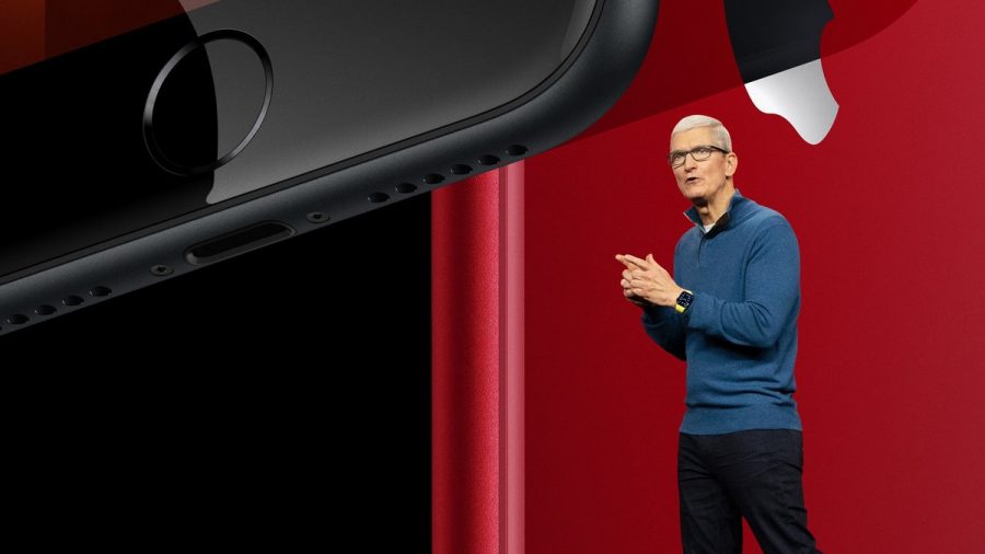 Apple-Chef Tim Cook während der Vorstellung des neuen iPhone SE. (wue/spot)