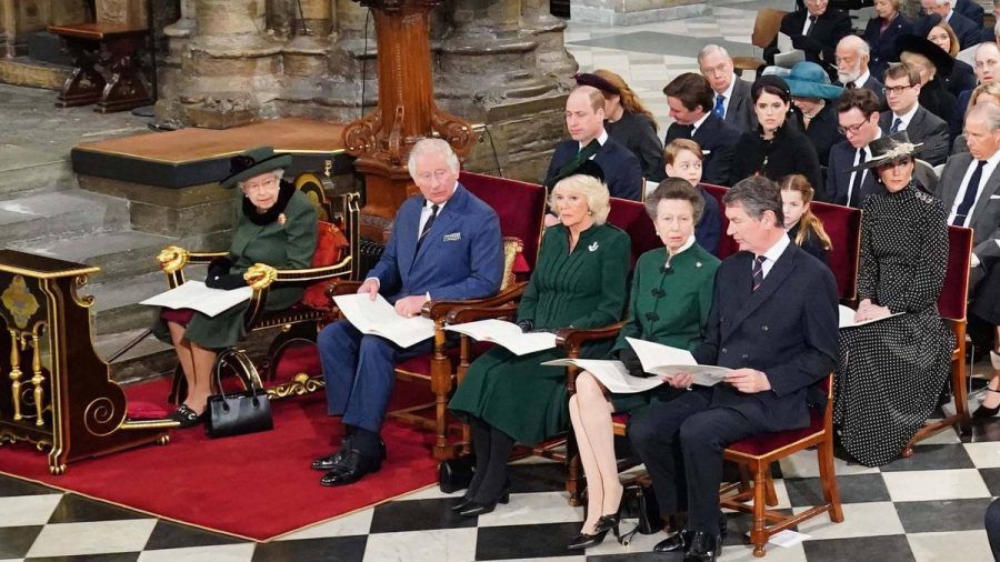 Prinz-Philip-Gedenkgottesdienst (v.l.): Queen Elizabeth II., Prinz Charles, Herzogin Camilla und Prinzessin Anne. (ili/spot)