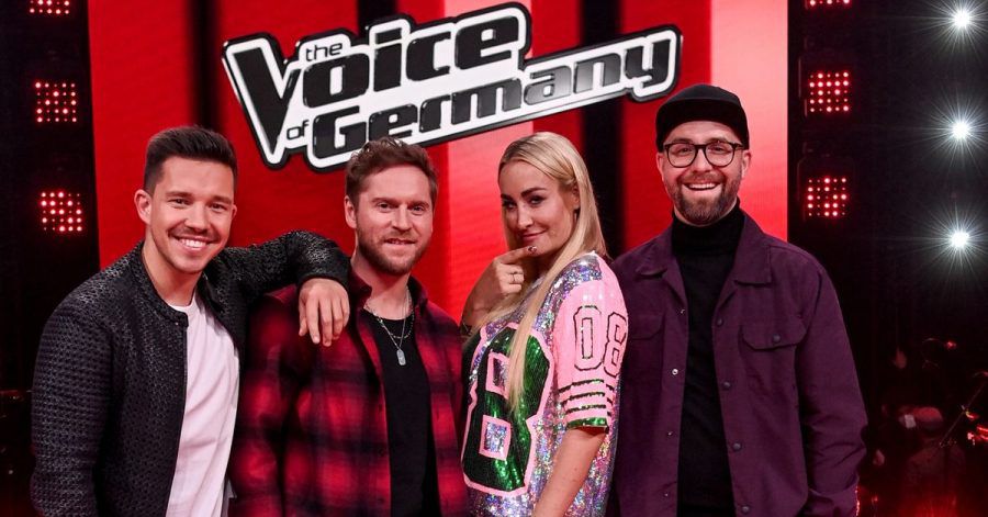 Die Coaches Nico Santos (l-r), Johannes Oerding und Sarah Connor verlassen die Show, Mark Forster bleibt.