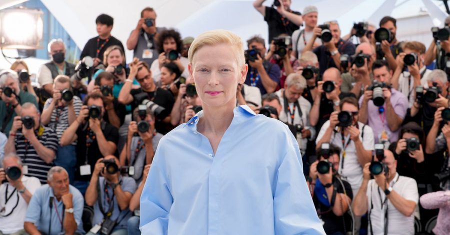 Schauspielerin Tilda Swinton beim Fototermin für den Film «Dreitausend Jahre Sehnsucht» in Cannes.