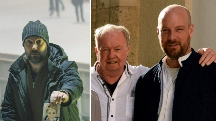 Stephan Zinner als Dennis Eden im "Polizeiruf 110: Das Licht, das die Toten sehen" (l.) und bei Drehbeginn zur neuen TV-Serie "Himmel, Herrgott, Sakrament" (r.) mit Kult-Regisseur Franz Xaver Bogner. (ili/spot)