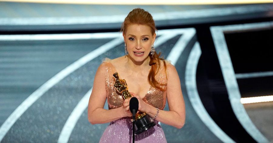 Beklemender Moment: Jessica Chastain bei ihrer Dankesrede in der Oscarnacht.