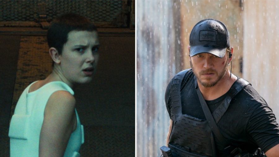 Millie Bobby Brown in "Stranger Things" und Chris Pratt in "The Terminal List" stürmen zeitgleich den Serien-Juli. (stk/spot)