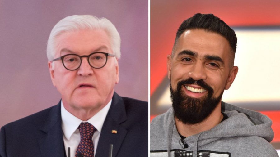 Bundespräsident Frank-Walter Steinmeier (li.) übernimmt die Ehrenpatenschaft für Bushidos Drillinge. (tae/spot)