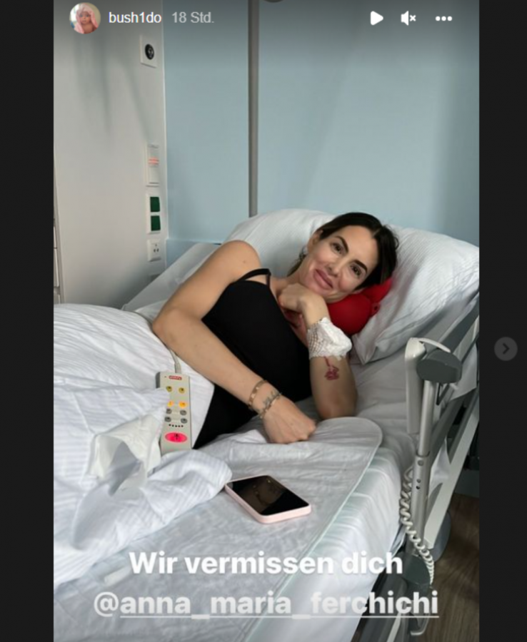 Anna-Maria Ferchichi im Krankenbett