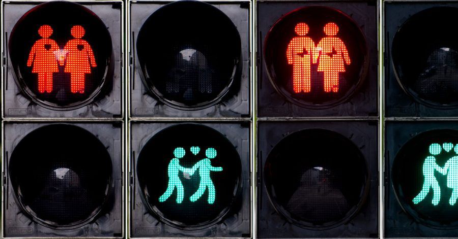 Sind erlaubt: Gleichgeschlechtliche Ampelmännchenpaare in München.