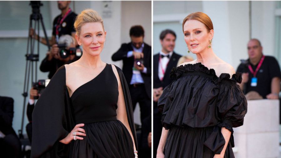Cate Blanchett (l.) und Julianne Moore am Abschlusstag der Filmfestspiele von Venedig. (stk/spot)