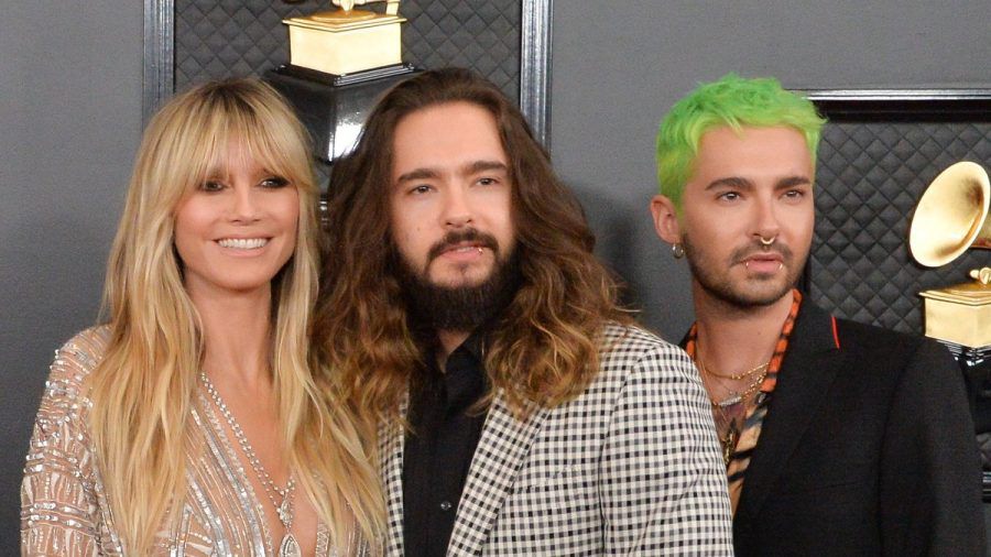 Heidi Klum, Tom Kaulitz und Bill Kaulitz (v.l.) bei den Grammys. (aha/spot)
