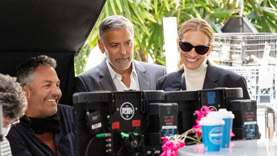 Julia Roberts und George Clooney am Set
