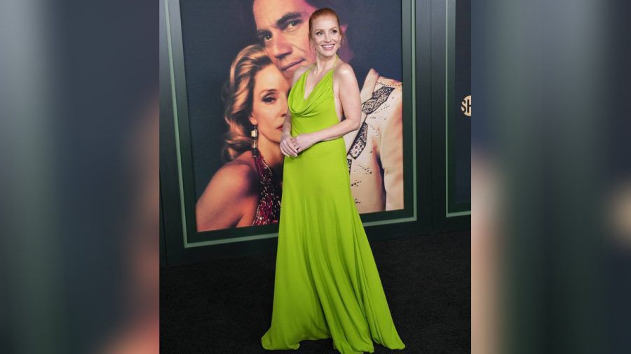 Jessica Chastain in Grün bei der Premiere. (ili/spot)