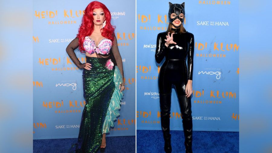 Bill Kaulitz (li.) und Leni Klum auf Heidi Klums Halloween-Party in New York. (jom/spot)