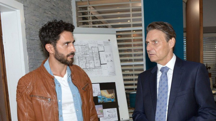 "GZSZ": Tobias ( l.) offenbart Gerner, dass er für alles verantwortlich ist. (cg/spot)