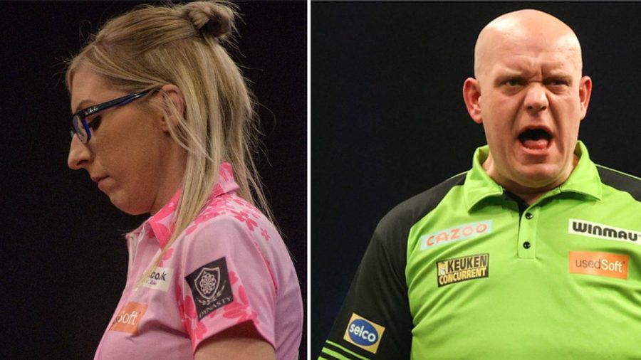 Neben Shootingstar Fallon Sherrock (l.) und Top-Favorit Michael van Gerwen (r.) nehmen 94 weitere Spieler und Spielerinnen an der anstehenden Darts-WM teil. (jer/spot)