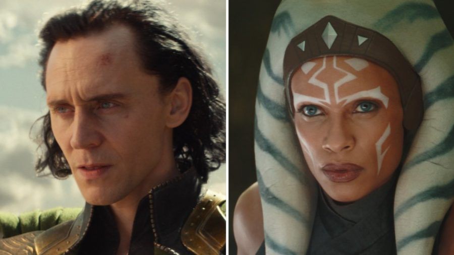 Tom Hiddleston (l.) kehrt 2023 in "Loki" auf Disney+ zurück, während Rosario Dawson als Ahsoka Tano die "Star Wars"-Galaxie unsicher macht. (lau/spot)