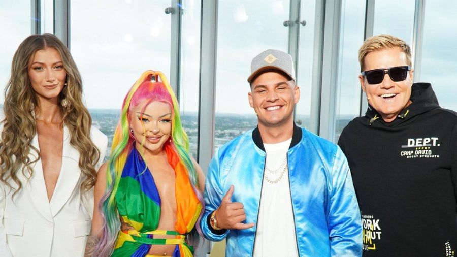 Mit Sängerin Leony (l.), Rapperin Katja Krasavice, Sänger Pietro Lombardi und Poptitan Dieter Bohlen geht "DSDS" am 14. Januar 2023 in die 20. und letzte Staffel. (jer/spot)