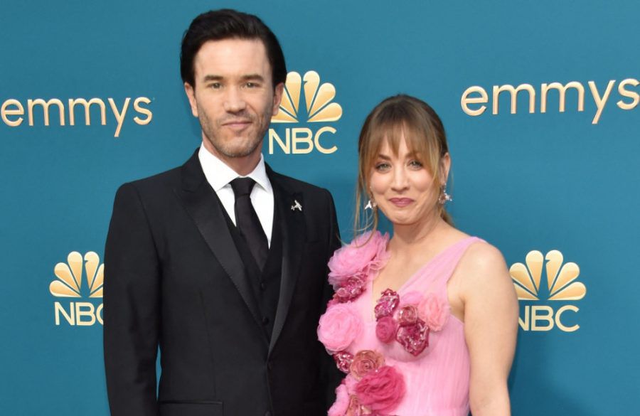 Tom Pelphrey and Kaley Cuoco at the Emmy Awards - Getty - September 2022 BangShowbiz
