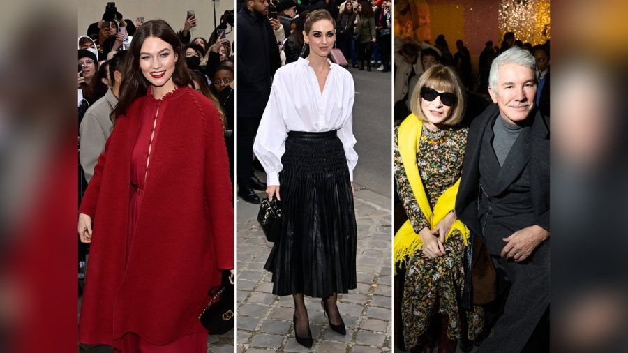 Karlie Kloss, Chiara Ferragni, Anna Wintour und Baz Luhrman (v.l.) bei der Couture-Show von Dior. (ntr/spot)