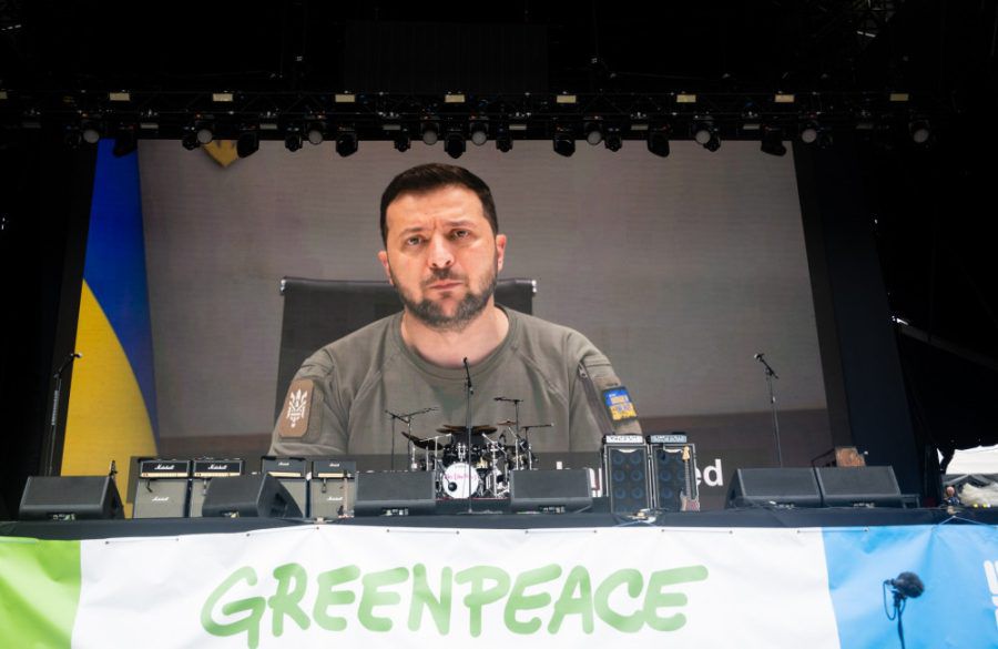 Volodymyr Zelenskyy - June 2022 - Glastonbury Festival at Worthy Farm, Pilton - Getty BangShowbiz