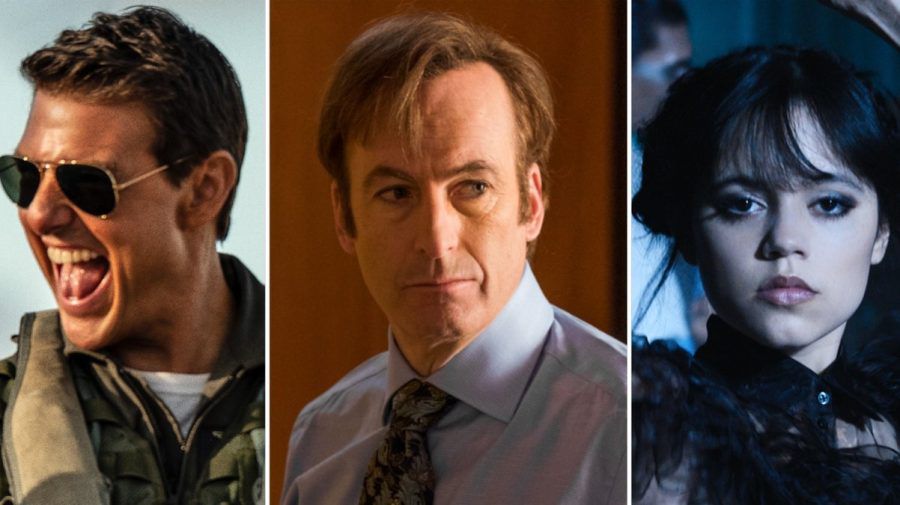 "Top Gun: Maverick" mit Tom Cruise, Bob Odenkirk in "Better Call Saul" und "Wednesday" mit Jenna Ortega gingen bei den Golden Globes leer aus (v.l.n.r.). (lau/spot)