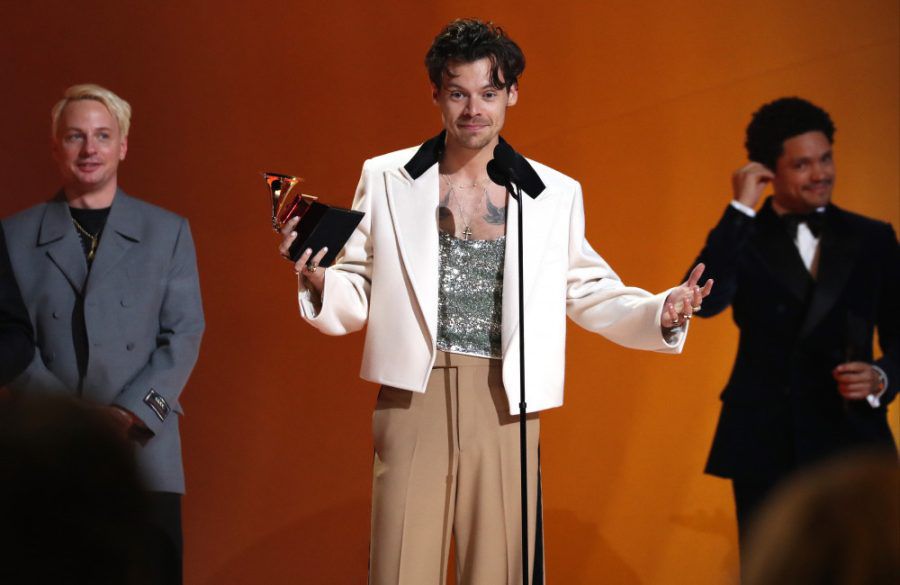 Harry Styles accepts the Album Of The Year award for Harry's House 65th Grammy Awards - Getty BangShowbiz