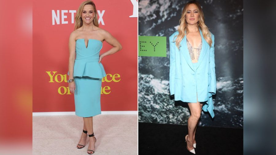 Reese Witherspoon (li.) und Kate Hudson schmissen sich beide in babyblaue Outfits. (jom/spot)