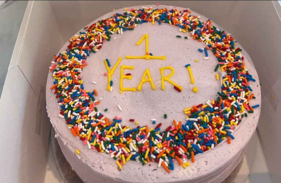 Lucy Hale - sobriety cake - Feb 2022 - Instagram - ONE USE BangShowbiz