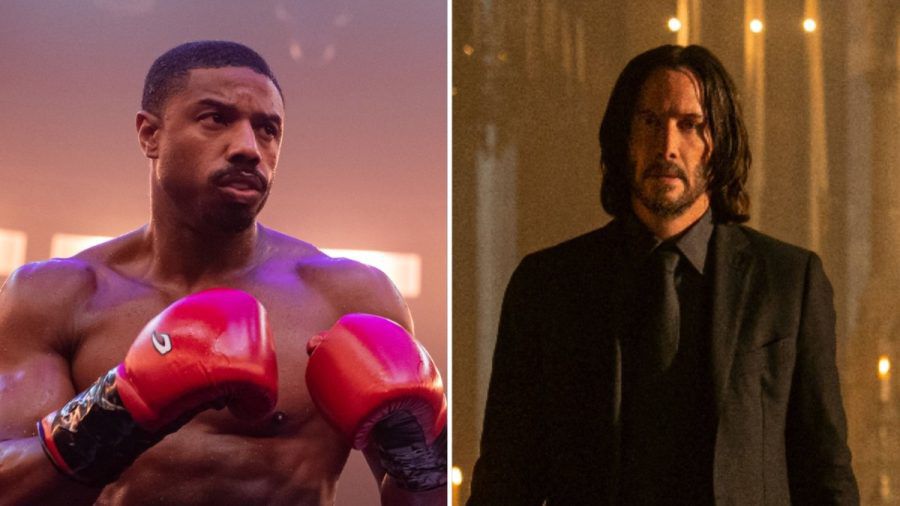 Michael B. Jordan (li.) und Keanu Reeves sorgen im März auf ihre jeweils spezielle Weise für Kopftreffer. (stk/spot)