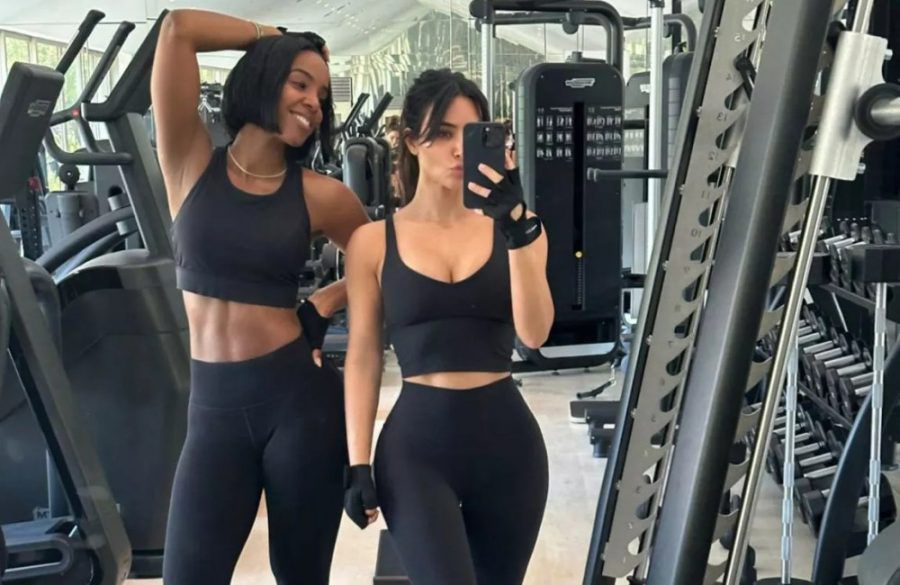Kim Kardashian and Kelly Rowland - March 2022 - workout - Instagram - ONE USE BangShowbiz