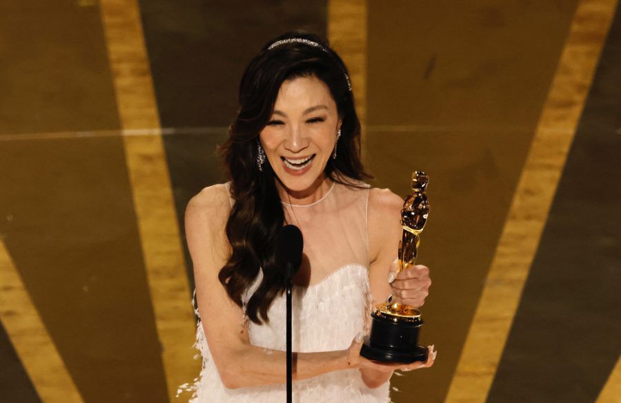 Michelle Yeoh accepts the Best Actress award 2 at 95th Oscars - Getty BangShowbiz
