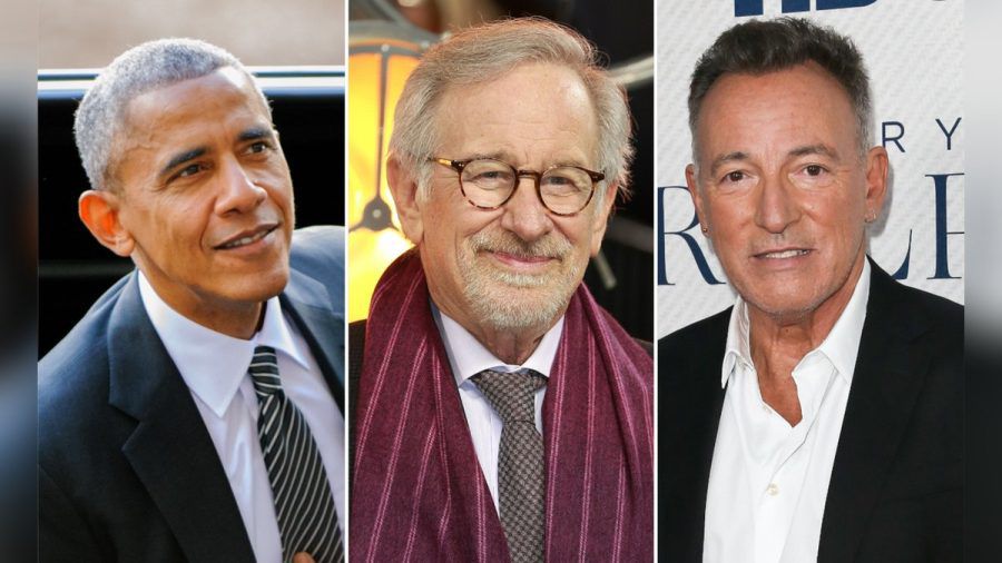 Wurden zu dritt beim Dinner in Barcelona gesichtet: Barack Obama, Steven Spielberg und Bruce Springsteen (v.l.n.r.). (eee/spot)