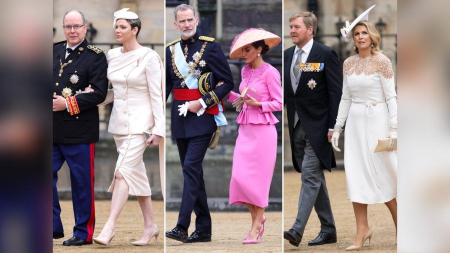 Auflauf der europäischen Königsfamilien bei der Krönung: Vor allem die Kleidung der royalen Damen wie Charlène (von links), Letizia und Máxima stand dabei im Fokus. (ae/spot)