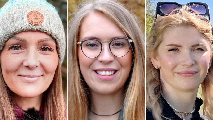 Die Bäuerinnen Stefanie, Alexandra und Carolin (v.l.) suchen einen Mann. (smi/spot)