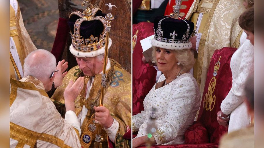 König Charles III. und Königin Camilla mit ihren Kronen. (jom/spot)