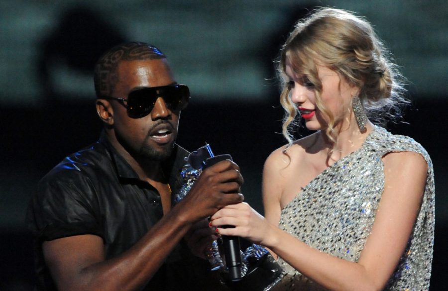 Kanye West interrupts Taylor Swift accepting Best Female Video Award at MTV's Sept 2099 - Getty BangShowbiz