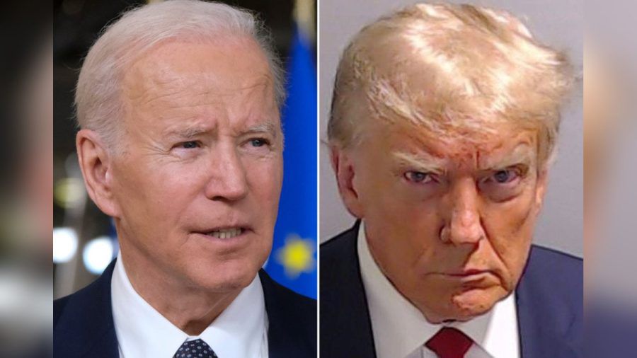 Joe Biden (li.) hat sich zum Polizeifoto von Donald Trump geäußert. (jom/spot)