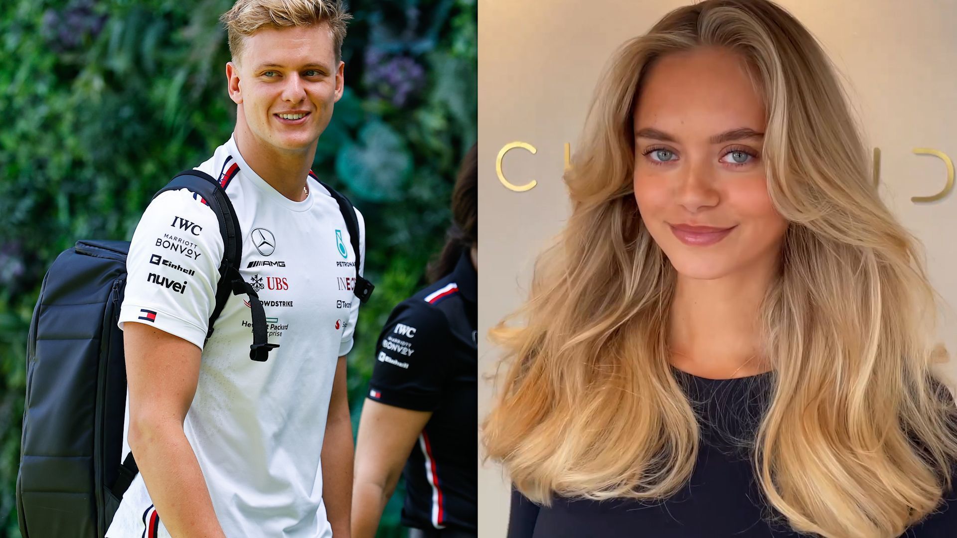 Kussfoto Mick Schumacher und das dänische Model Laila Hasanovic zeigen