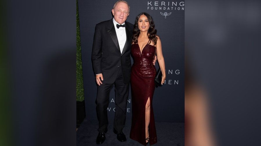 Salma Hayek und Ehemann François-Henri Pinault beim Dinner der Kering Foundation in New York. (sb/spot)