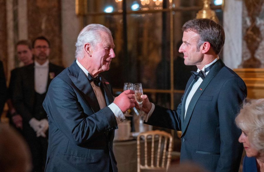 King Charles and President Macron - Sep 2023 - State Banquet at the Palace - Versailles,France-Getty BangShowbiz