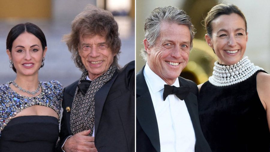 Mick Jagger (li.) kam mit Freundin Melanie Hamrick, Hugh Grant mit Ehefrau Anna Elisabet Eberstein. (jom/spot)