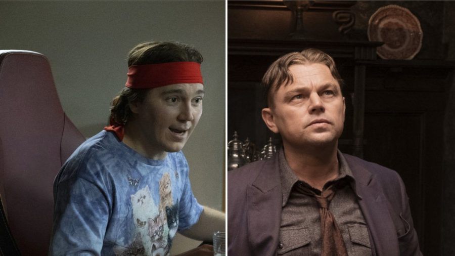 Paul Dano (l.) spielt in "Dumb Money - Schnelles Geld" den realen Finanzanalyst Keith Gill. Leonardo DiCaprio schlüpft derweil in "Killers of the Flower Moon" einmal mehr für Martin Scorsese in eine Hauptrolle. (stk/spot)