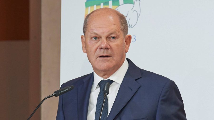 Bundeskanzler Olaf Scholz am Dienstag beim internationalen Friedenstreffen der katholischen Gemeinschaft Sant Egidio in Berlin. (ili/spot)