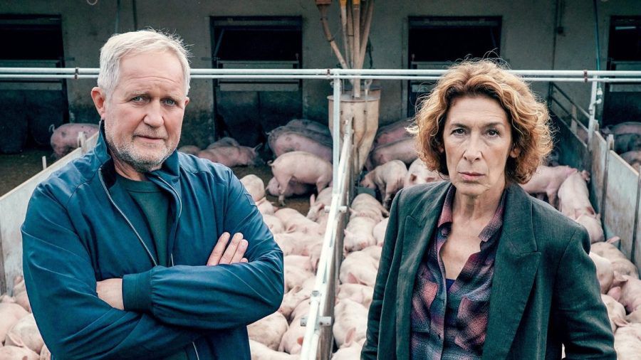"Tatort: Bauernsterben": Moritz Eisner (Harald Krassnitzer) und Bibi Fellner (Adele Neuhauser) auf dem Mastbetrieb des toten Max Winkler. (cg/spot)
